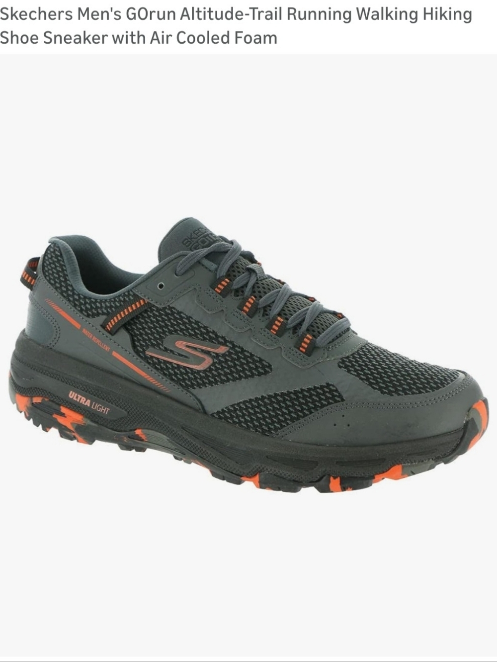 NIB Skechers Men's GOrun Altitude Trail Sneaker - Gray with Orange Accents
